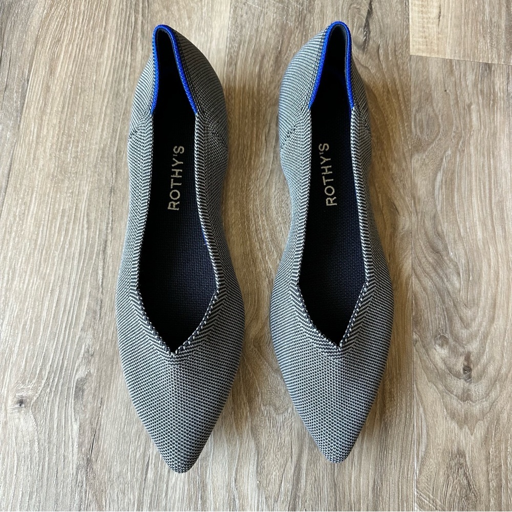 NWOT ROTHY’S the point flats in cloud grey BirdsEye size 9